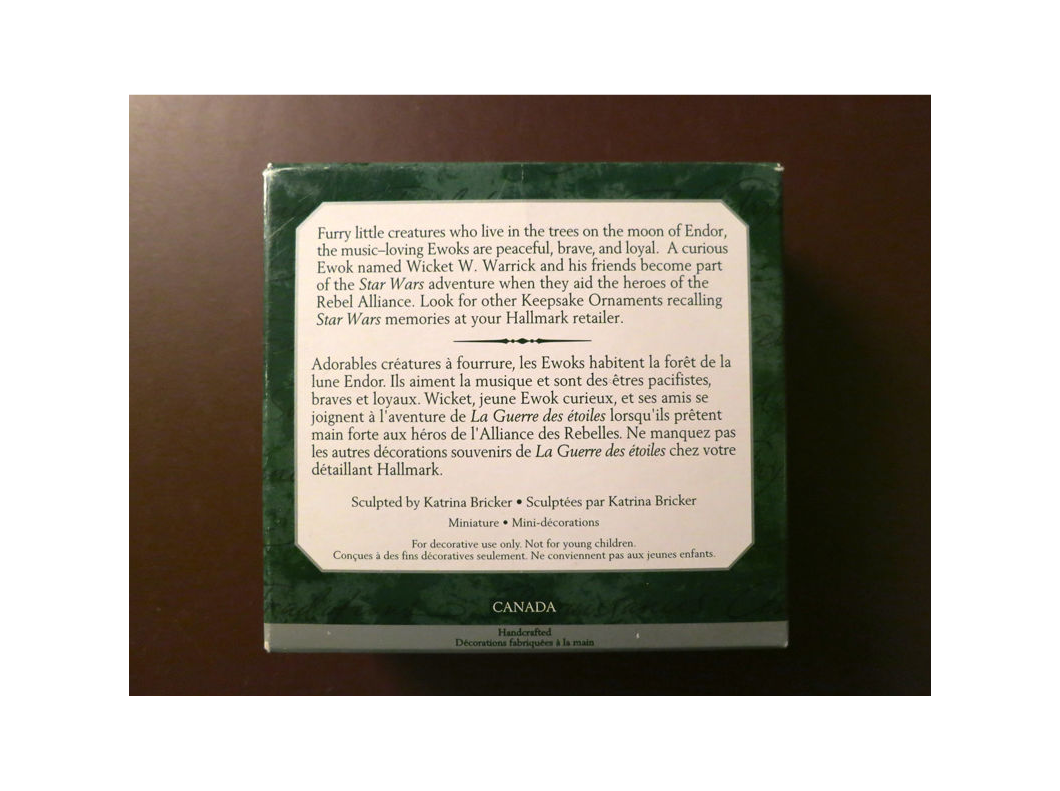 The 1997 Hallmark The Ewoks Ornaments Box Back Cover