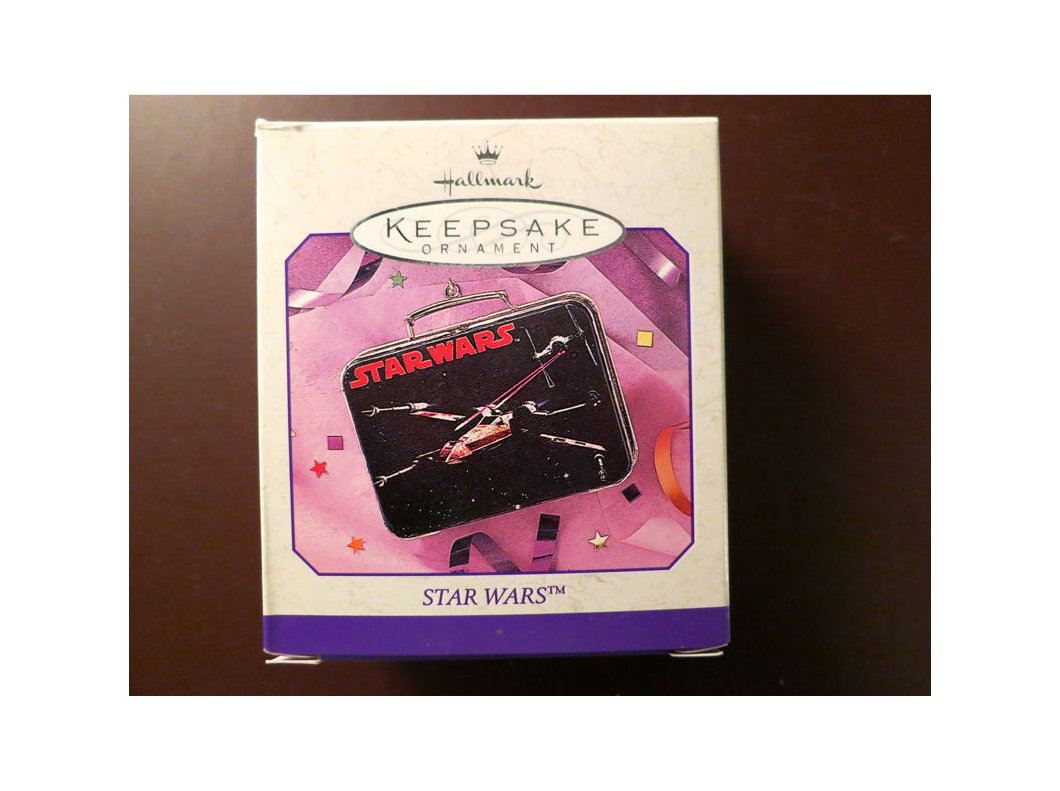 The 1997 Hallmark Star Wars Pressed Tin Lunch Box Ornament Box Front Cover